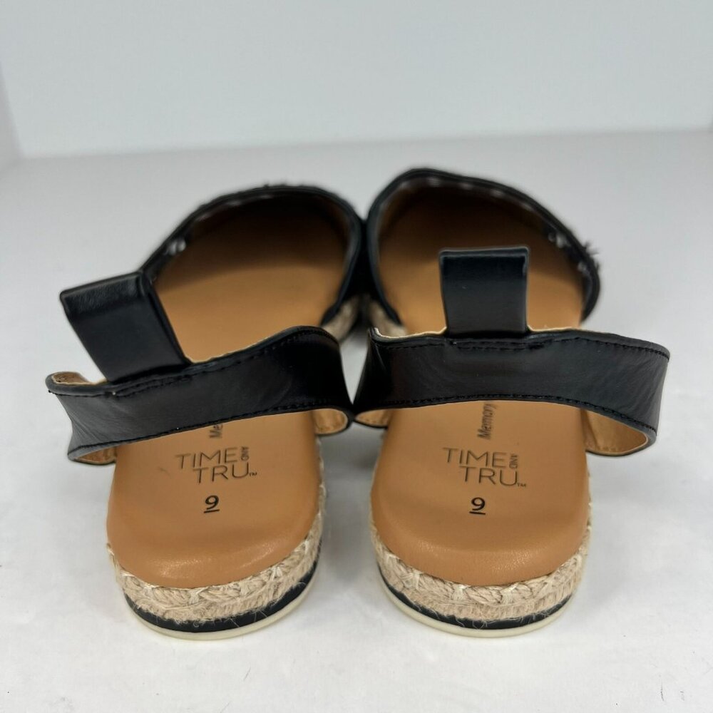 Time & Tru Womens MTT23FM012 Black Beige Memory Foam Size 9 Slingback Sandals - Picture 5 of 10